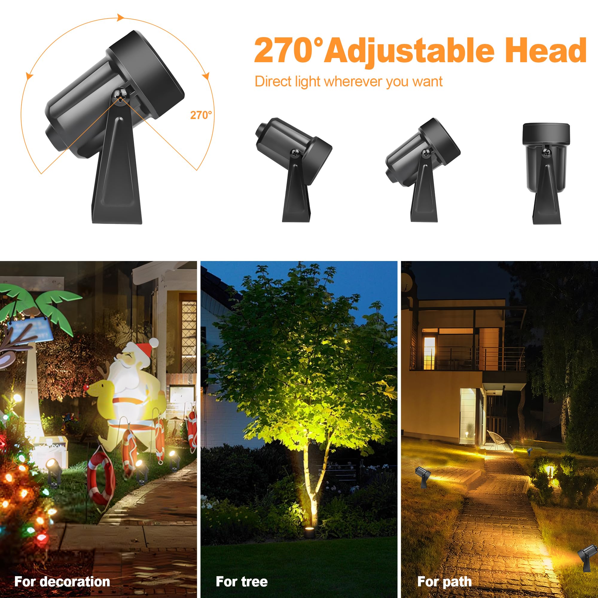 Outdoor Landscape Lighting Waterproof with 45.9FT Cable & built-in